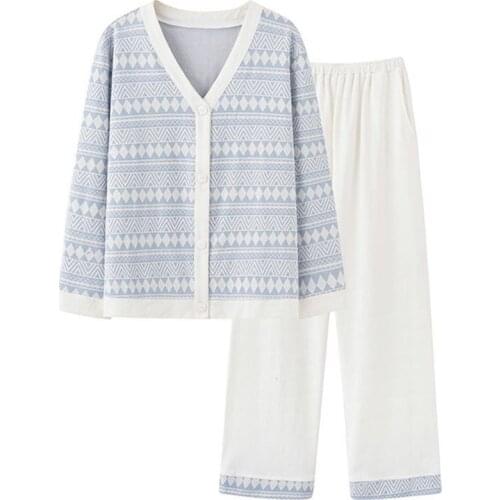 Womens Pajamas Set V Neck Design Luxury Cross Letter Print Sleepwear Cotton Home Clothes Large Size Nightwear