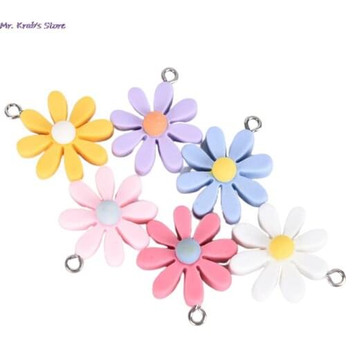 10Pcs Kawaii Resin Little Daisy Sun Flower Charms Pendants For DIY Decoration Earrings Key Chains Fashion Jewelry Accessories
