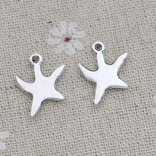 JAKONGO Silver Plated Star Charms Pendants for Jewelry Making Bracelet DIY Accessories 17x15mm 20pcs