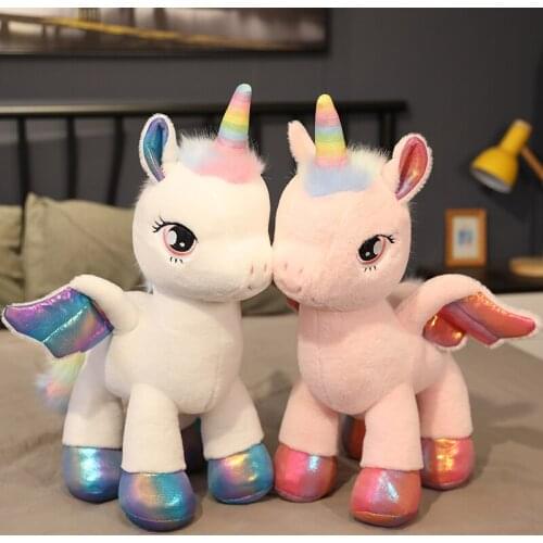 Hot Huggable New Giant Size Kawaii Unicorn Plush Toy Cute Rainbow Wings Stuffed Doll Animal Lovely Horse Toy For Girl Pillow Toy