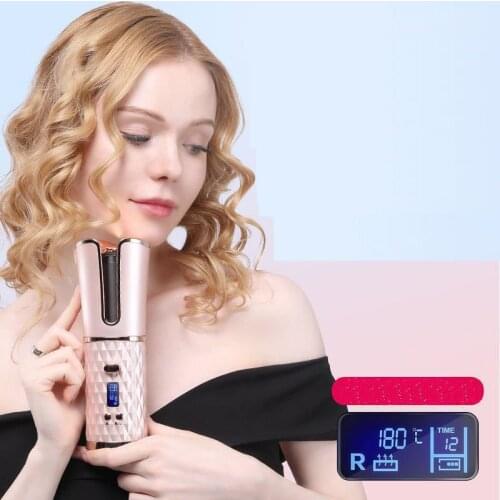 Portable Multifunctional Wireless Automatic Hair Curler Usb Mini Curling Stick for Lazy Travel Ceramic Heat Conduction 6-speed