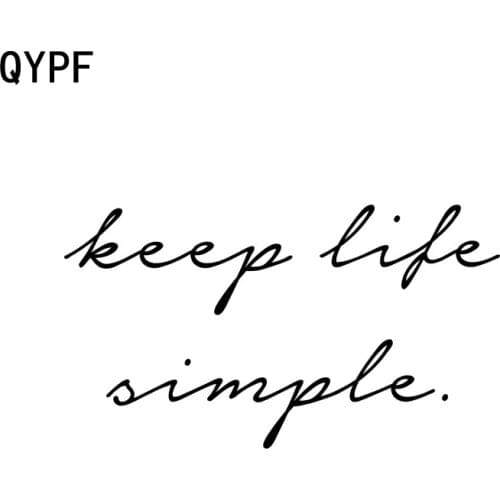 QYPF 14.2CM*8CM Fashion Retro-reflective Keep Life Simple Vinyl Car Window Sticker Decal Black Silver C15-2305