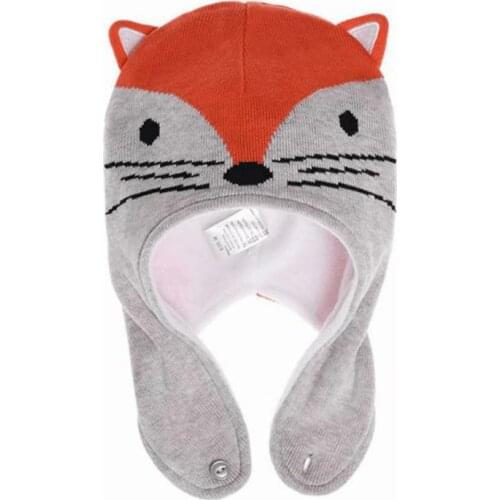 Earflap Hat Boy Girl Winter Beanie Fleece Linig Kid Warm Animal Fox Outdoor Skiing Accessory For Baby