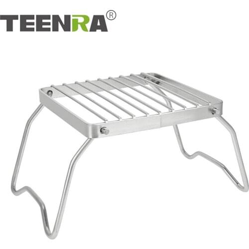 TEENRA Folding BBQ Grill Stainless Steel Barbecue Grill Mini BBQ Grill Portable Burner Stove Stand Barbecue Tools