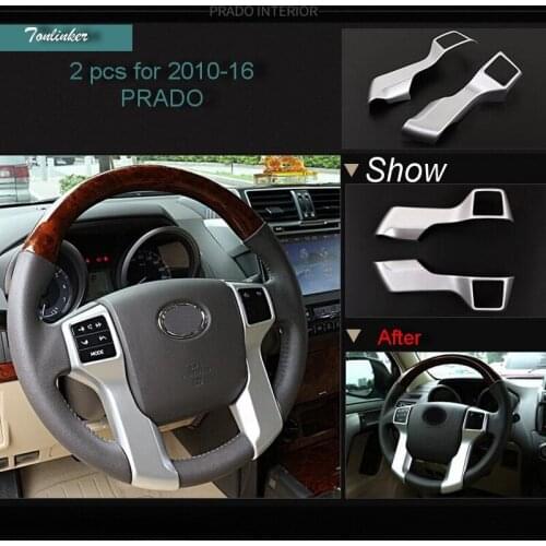 Tonlinker 2 PCS DIY Car styling ABS Matte steering wheel bright strips Cover Case Stickers for Toyota Prado 2010-16 Accessories