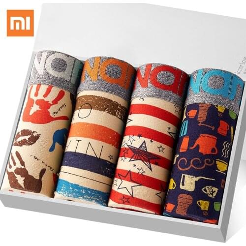 4PCS/Lot Xiaomi Mijia Man Boxer Print Shorts Underpants Male Panties Cotton Men Boxer Underwear Breathable Soft Mid Waist Briefs