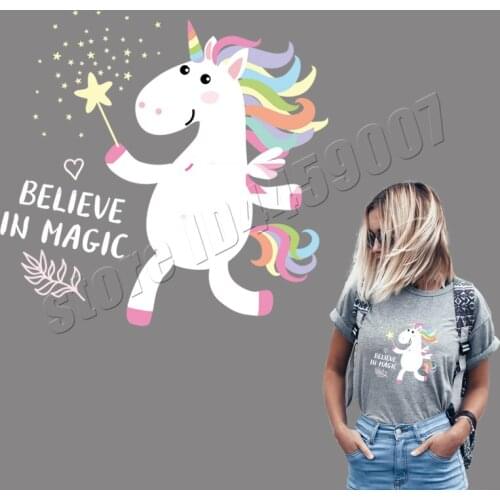 Star Unicorn Patches Fashion Diy Accessory Badges Clothing Deco Heat Transfer Washable Iron Patches Christmas Gift
