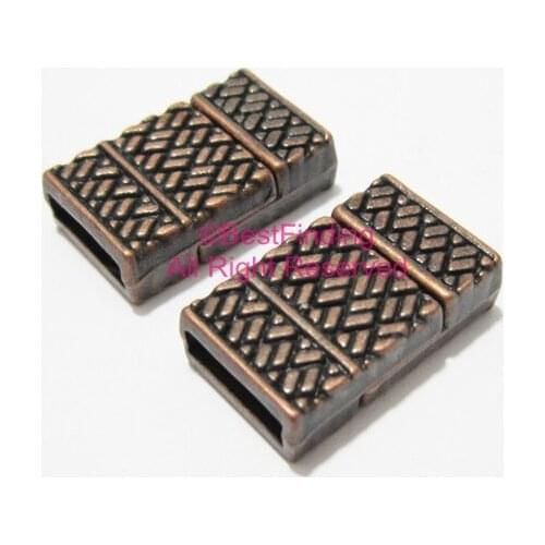 10x2mm magnetic clasp Antique copper 10mm Engrave Flat leather clasp-FC11C