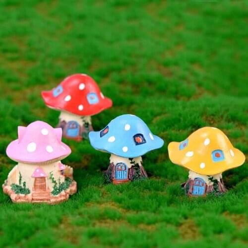 2PCS Fairy Mushroom House Home Craft Garden Bonsai Decor Aquarium Decoration Miniature Dollhouse Ornament Mini DIY