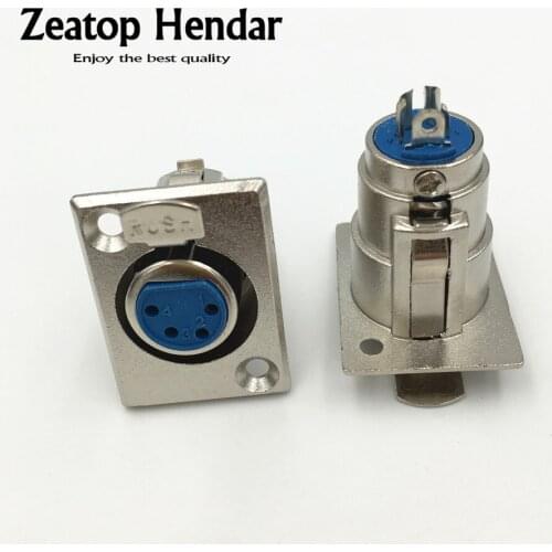 5Pcs High Quality XLR 4Pin Female Panel Chassis Mount Socket Locking Audio MIC Connector Adapter