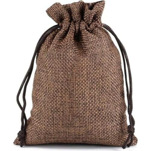 100pcs/lot 10x14cm Burlap Bag Jute Drawstring Linen Gift Pouches For Wedding Candy Gift Packaging Bags Can Personalize Logo