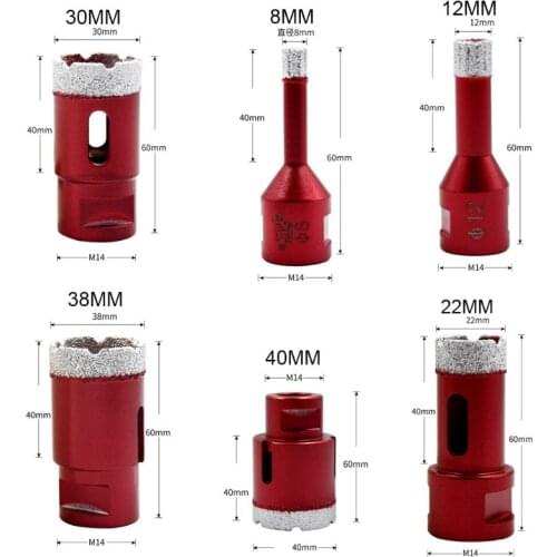 6-75mm M14 Vacuum Brazed Drill Bit High Hardness Hole Saw Cutter for Marble Tile C5AC