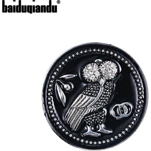 Baiduqiandu 2020 New Arrival Elegant Black Enamel Owl Brooches for Suit Dress Hats Ornament Jewelry Accessories