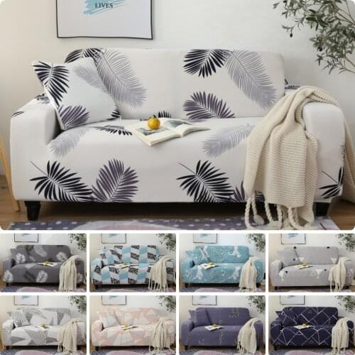 White Leaves Printed Sofa Cover All-inclusive Couch Cover Stretch Tight Wrap Slipcover Armchair Loveseat 1/2/3/4-Seat 1PC