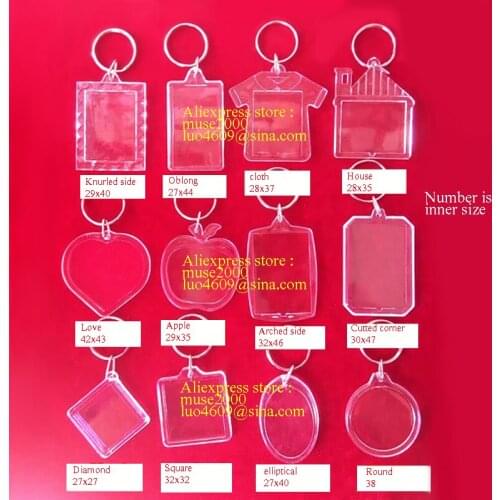 Keychain photo box arcylic oblong diamond square clear marker lovely picture children car hanging photoframe Split Ring