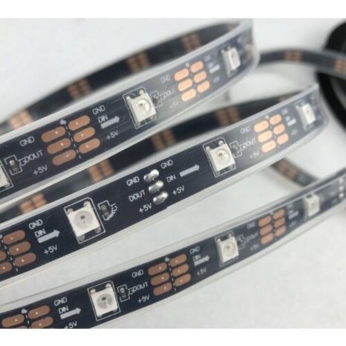 BLACK PCB 5m DC5V WS2812B led pixel srip,IP68,30pcs WS2812B/M with 30pixels,waterproof in silicon tube