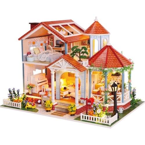 DIY Assemble Dollhouse Wooden Doll Houses Miniature Doll House Furniture With Led Lights Interesting Toys For Children Christmas