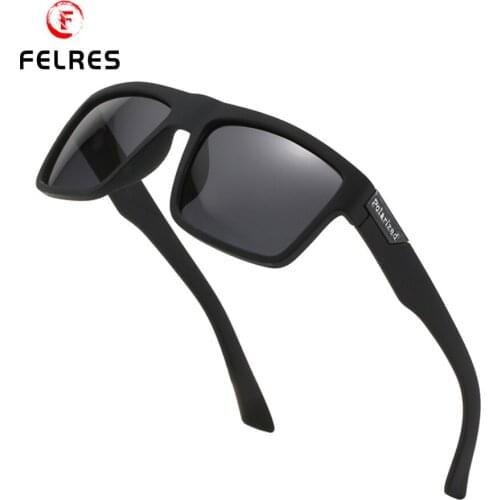 FELRES With Box Square Polarized Sport Sunglasses For Men Outdoor Driving Cycling Fishing UV400 Protection Glasses D918
