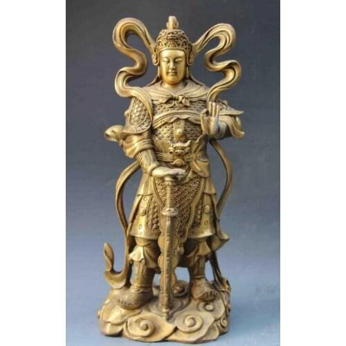 10 Chinese Folk Refined Copper Brass Lion WeiTuo Wei Tuo Warrior Buddha Statue