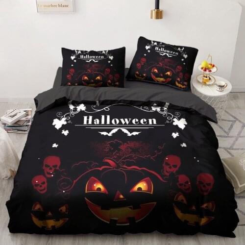 Cartoon Halloween Bedding Sets Children Bedlinen Single Twin Full Queen King Duvet Cover Bedclothes Kids Black pumpkin lantern
