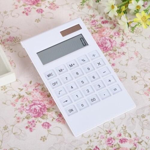 YYDS Creative Slim 12 Digital Dual Power Supply Solar Energy Crystal Key Calculator