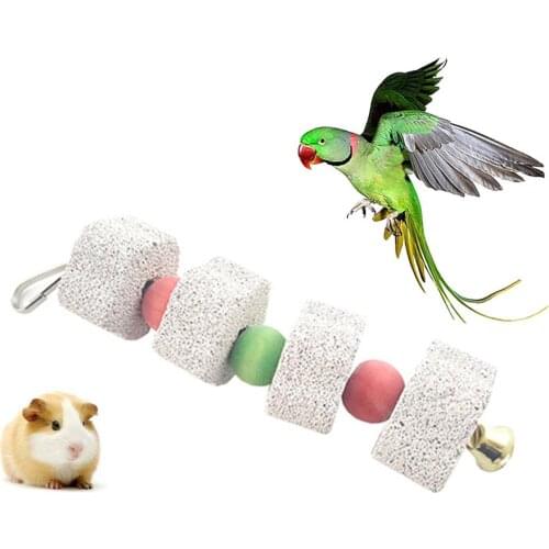 Rabbit Pet Hamster Chinchilla Teeth Grinding Stone String Chew Toy Tempting Parrot Bird Teeth Grinding Stone String Chew Toys