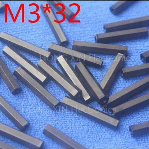 M3*32 black 1 pcs Nylon 32mm Hex Female-Female Standoff Spacer Threaded Hexagonal Spacer Plastic Standoff Spacer high-quality