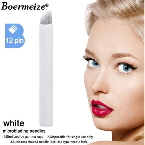 Microblading 50Pcs Tattoo Permanent Needles for Eyebrow Embroidery Pen Pernement Makeup Eyeliner Tattoo Supplies