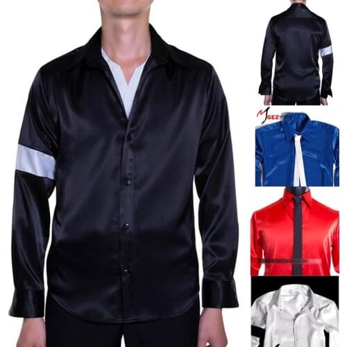 MJ Michael Jackson The Way You Make Me Feel Black and White Dangerous Red Shirt for Show