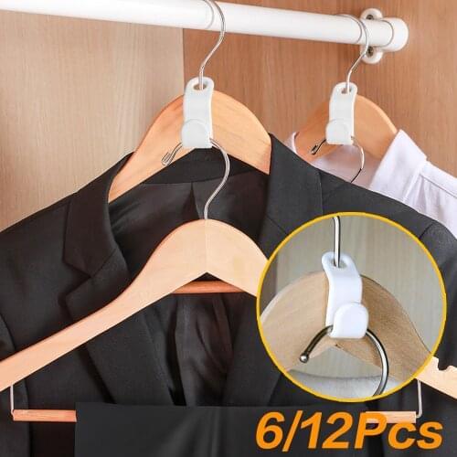 6/12pcs Multi-function Wardrobe Space-saving Stack Hanger Hook Coat Hook Closet Stack Hanger Rack Bedroom Connection Organizer