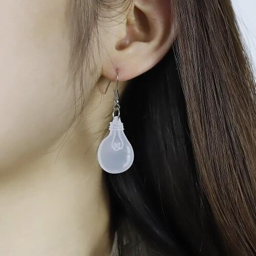 Fashion Cute Creative Design Exaggerated Earrings Acrylic Light Bulb Earrings Punk Jewelry Wholesale Student Girlfriends Gifts