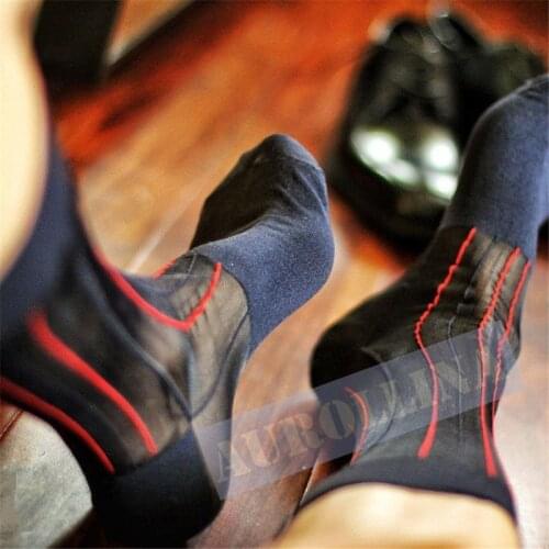 Men Dress Socks Hot Mature Male Hormone Formal Dressing Mid Calf Socks Leisure Japan Fashion Gay Socks Sheer Stunning Red