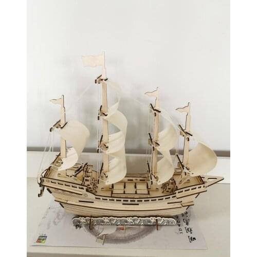 Laser-cut wood ship model kits DIY sailboat wooden model Ancient Chinese merchant ship