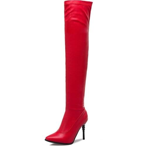 Wind sexy fine with the size and ultra-high 31-50 pointed knee-high boots tide 18716 foreign trade