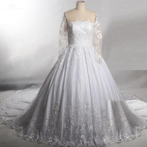 RSW420 2m Long Cathedral Train Pleated Skirt Robe De Mariee Grande Taille