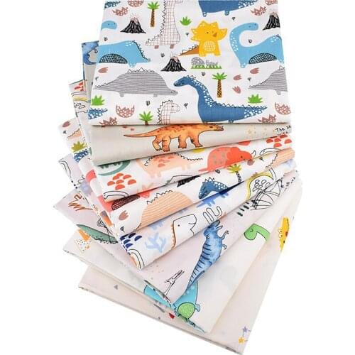 25x20cm Polyester Cotton Fabric Material Patchwork Sewing Supplies Dinosaur Number Printed Tissue Quilt Needlework DIY Cloth