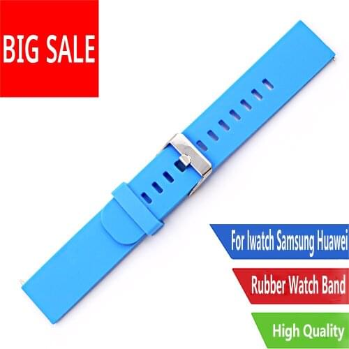 CARLYWET 18 20 22mm Blue Watch Band Strap Waterproof Silicone Rubber For Samsung Galaxy Gear&MOTO 360 2nd&Ticwatch 2 Huawei