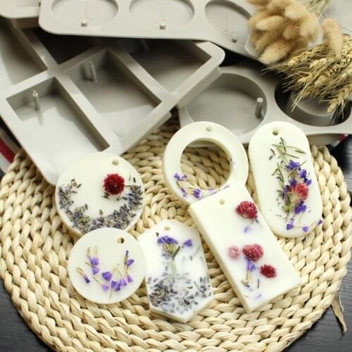 DIY Silicone Clay Aromatherapy Tablets Molds Hanging Ornaments Wax Molds Flower Soap Mold Craft Accessories Soap Mold