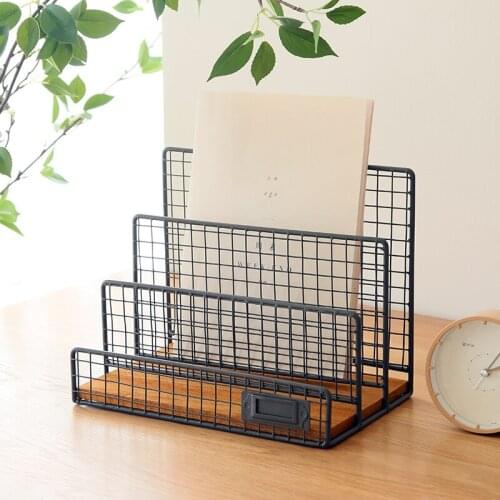 Nordic wrought iron magazine storage rack office desktop multi-layer file storage shelf simple metal books holder mx10171123