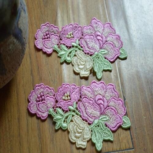 Somelace Size13*7cm(1pairs/lot) Sewing Floral Flower Motif Venise Lace Applique for Garment Embroidery Lace patch
