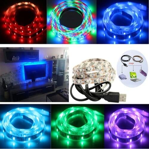 Hot USB Cable Power 0.5M 1M 2M 3M 4M USB LED Strip Light DC 5V 3528 SMD Waterproof Flexible tape ribbon For TV Background Light