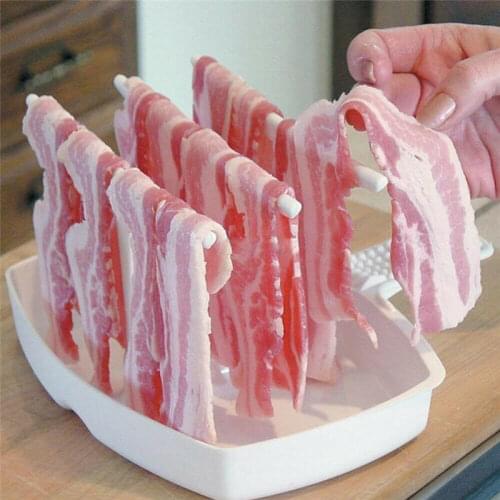 Microwave Bacon Rack Hanger Cooker Tray for Cook Bar Crisp Breakfast Meal Cooker Cooking Tool