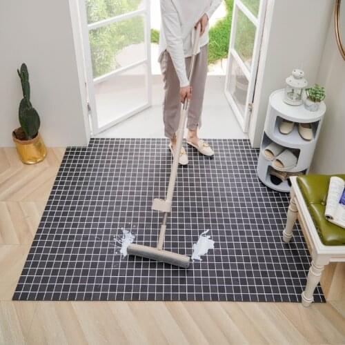 Entrance waterproof non-slip floor mat PU leather oilproof kitchen carpet DIY custom made leather rug bathroom Rebound door mat