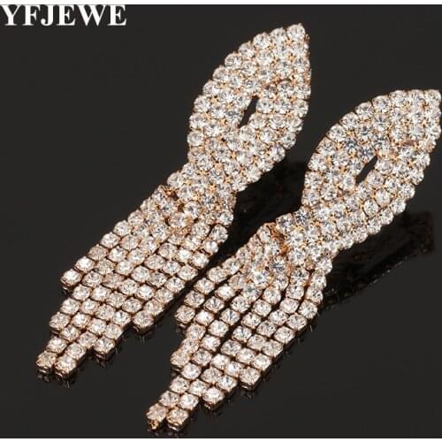 YFJEWE New Arrival Luxury Big Long Pendant Drop Earrings With Shining Brincos Bridal Women Wedding Party Jewelry Fashion E355