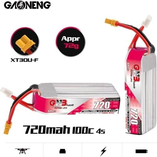 1/2/3/4/pcs GAONENG GNB 720mAh 4S 15.2V HV Lipo Battery XT30U-F Plug 100C MAX 200C for RC Tinywhoop FPV Frame Kit Racing DRONE