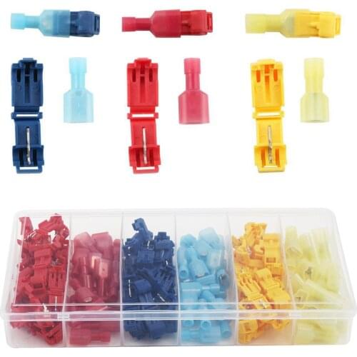 120pcs T Type Scotch Lock Quick Splice Electrical Wire Connectors Assortment Insulated Male Female Terminals Crimp Kits