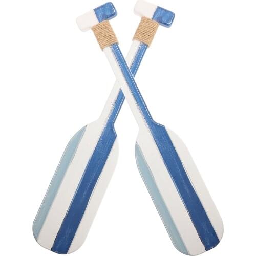 2pcs Mediterranean Style Wood Oar Pendant Decoration Wooden Figurine Ornament Wall Hanging Craft For Home Bar Restaurant 50CM