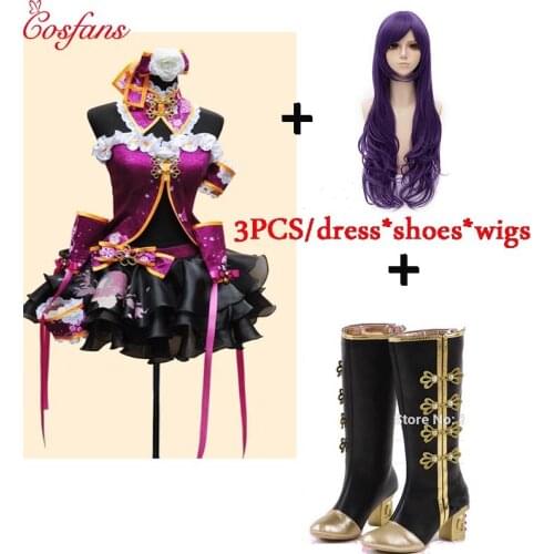 2018 NEW Love Live Tojo Nozomi Purple Dress LoveLive Cheongsam Cosplay Costume with Shoes Wig love live cosplay aqours Halloween