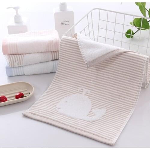 25*50CM Infant Baby Towel Home Daily Cartoon Cute Embroidered Fish Baby Towels Scarf Bath Stuff Cotton Baby Wash Face Towel