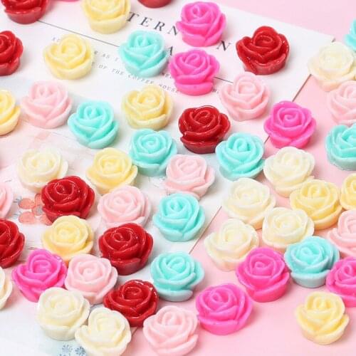 30pcs Color Stereoscopic Rose Flower Resin Ornaments DIY Craft Supplies Hairpin Hair Accessories Phone Shell Patch Arts Material